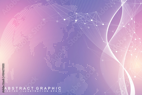 Virtual Graphic Background Communication with World Globe. A sense of science and technology. Digital data visualization. Vector illustration