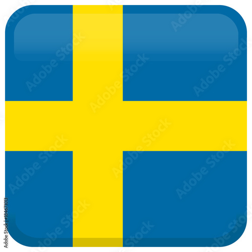 Sweden flag. Abstract concept, icon, square, button. Vector illustration on white background.