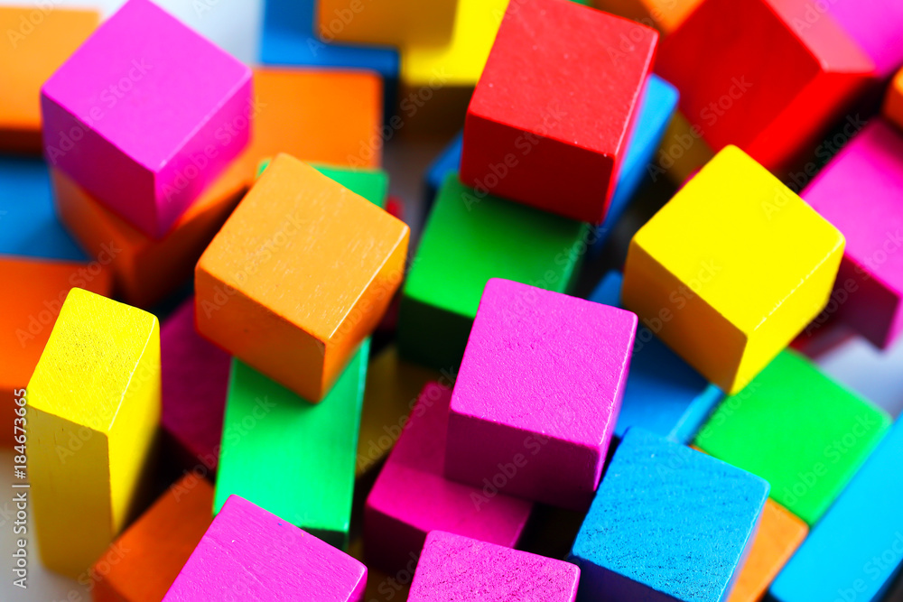 Colourful wood blocks stack game with copy space, playing and learning Colourful wood blocks stack game with copy space, playing and learning