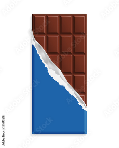 Milk chocolate bar in a blue wrapper