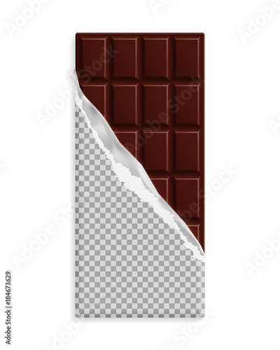 Dark bitter chocolate bar in a blank wrapper