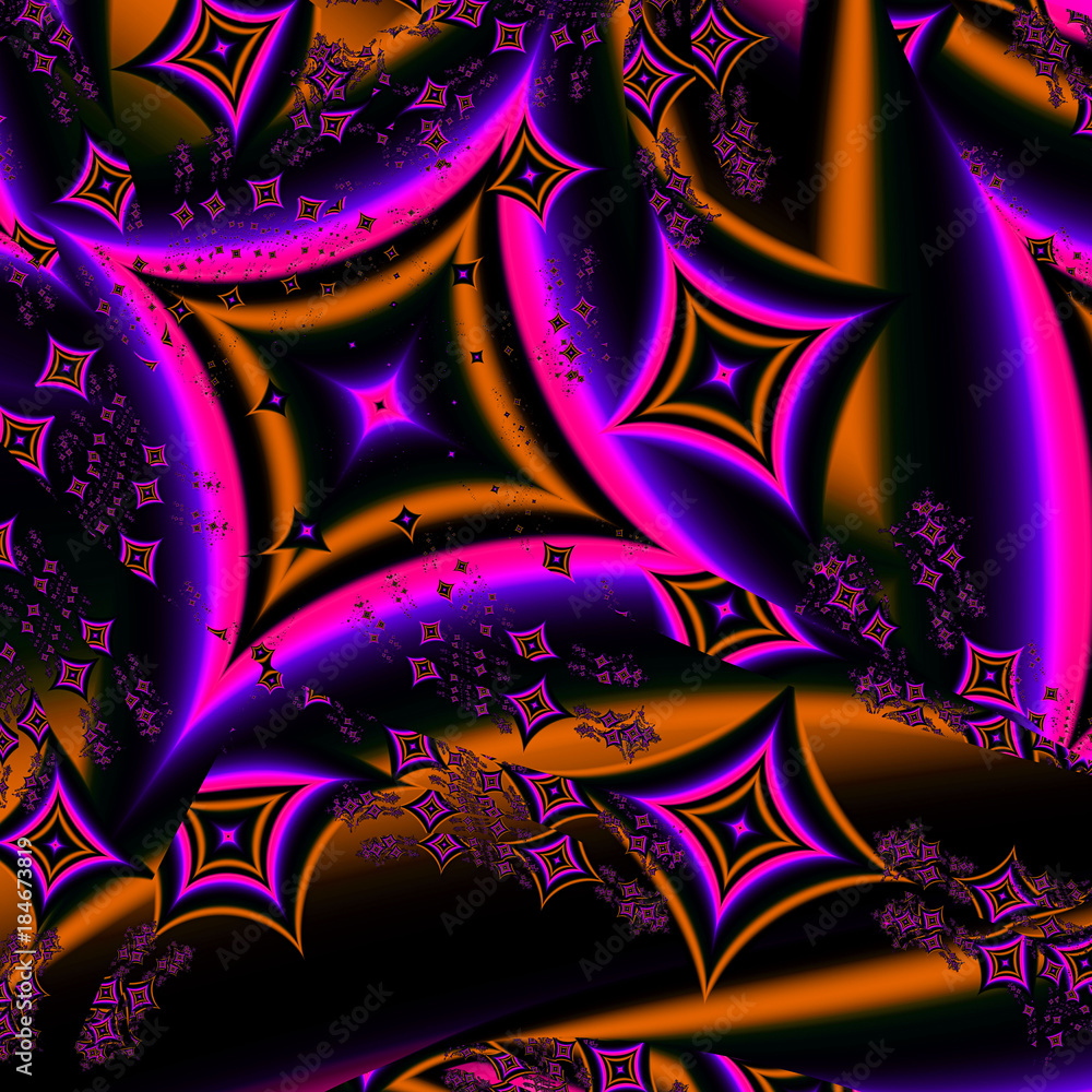 Naklejka premium Pattern of abstract rhombus. 3D surreal illustration. Sacred geometry. Mysterious psychedelic relaxation pattern. Fractal abstract texture. Digital artwork graphic astrology magic