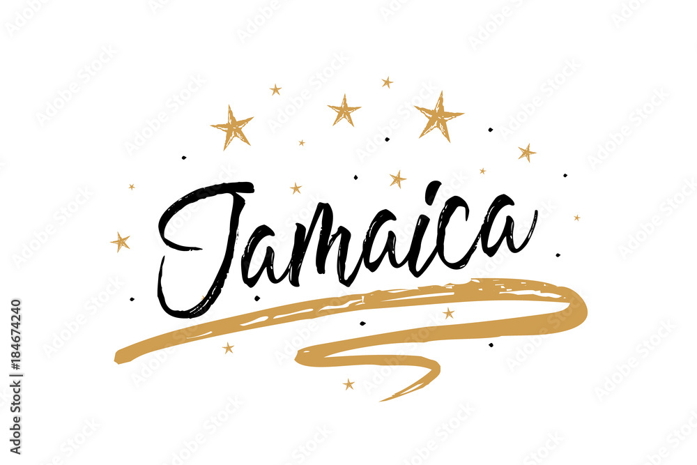 Jamaica. Name country word text card, banner script. Beautiful