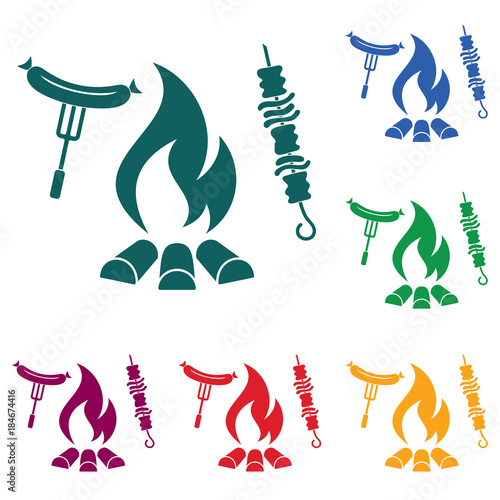 Grilled kebab and sausage icon