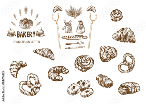 Digital vector detailed line art baked bread