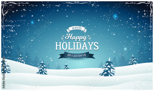 Vintage Wide Christmas Landscape