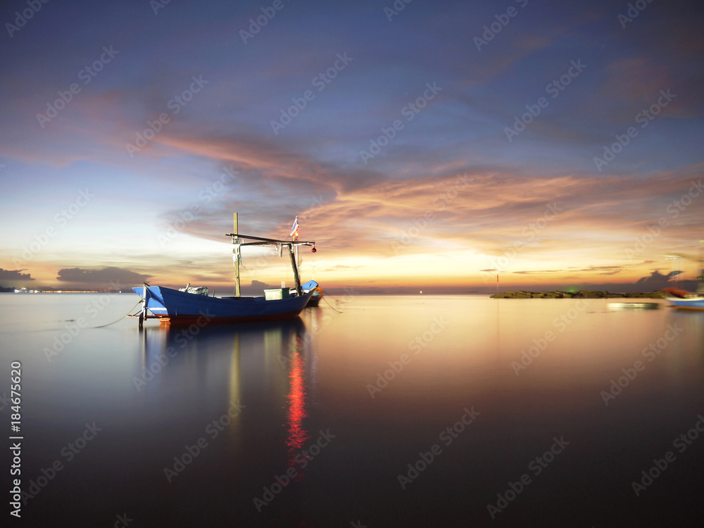 Fishing boat sunrise