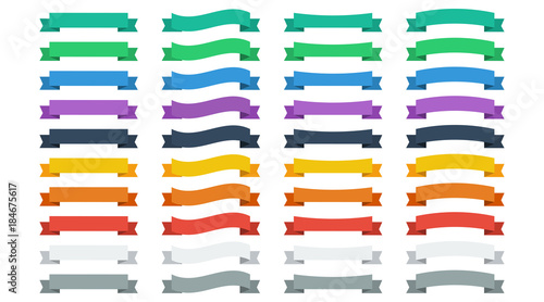 Set vector ribbons in flat colors. Vector banners ribbons. Set of 40 ribbons