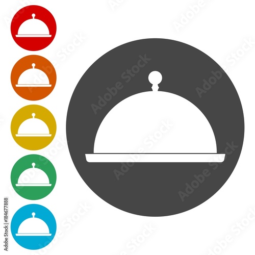 Food cover vector icon, Food Serving Tray Platter Icon 