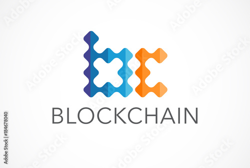 Innovative concept logo for fintech and blockchain industry