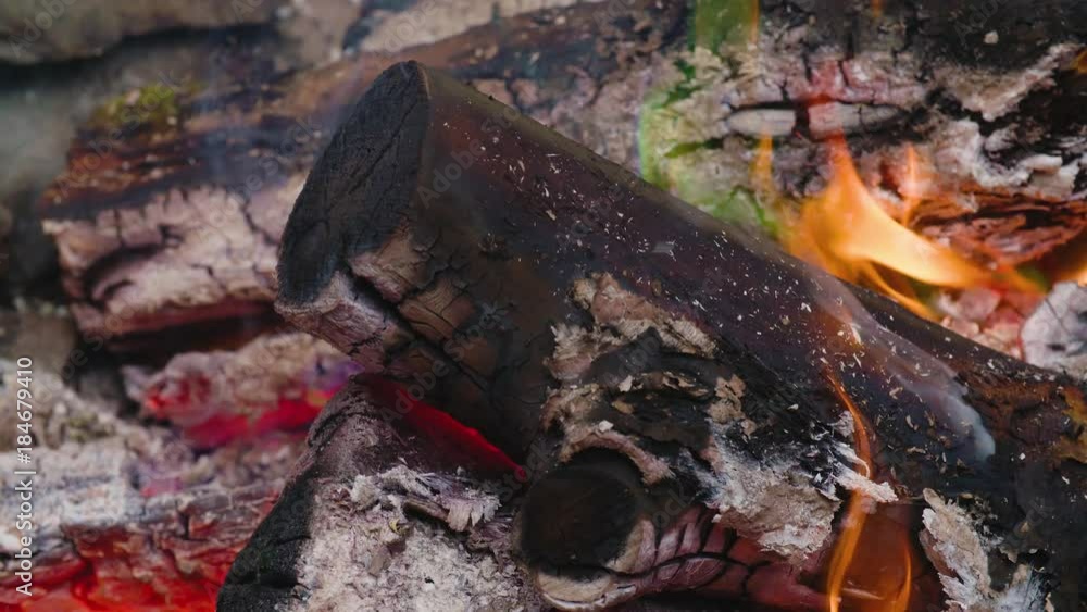Close up of a camp fire, with hot embers blazing. Close up of a camp fire, with hot embers blazing.