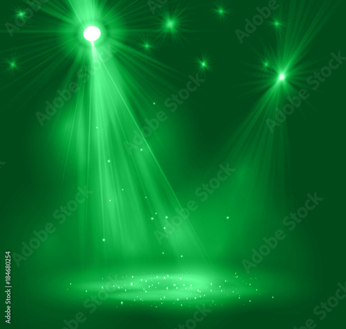 Spotlight on stage with smoke and   light.