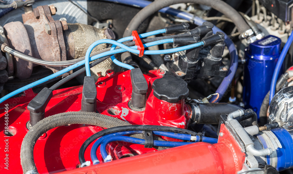 Under the hood of a sports car