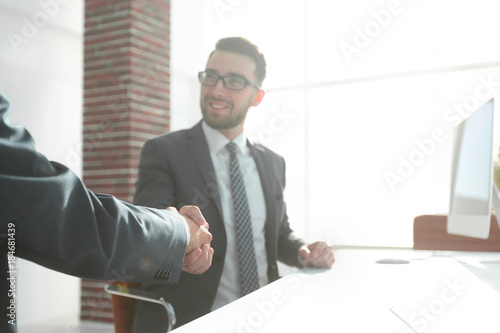 business handshake . photo with copy space.