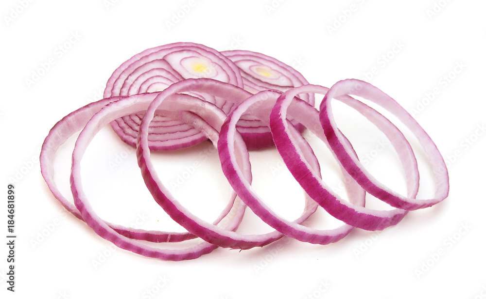 Sliced red onion on white background Sliced red onion on white background