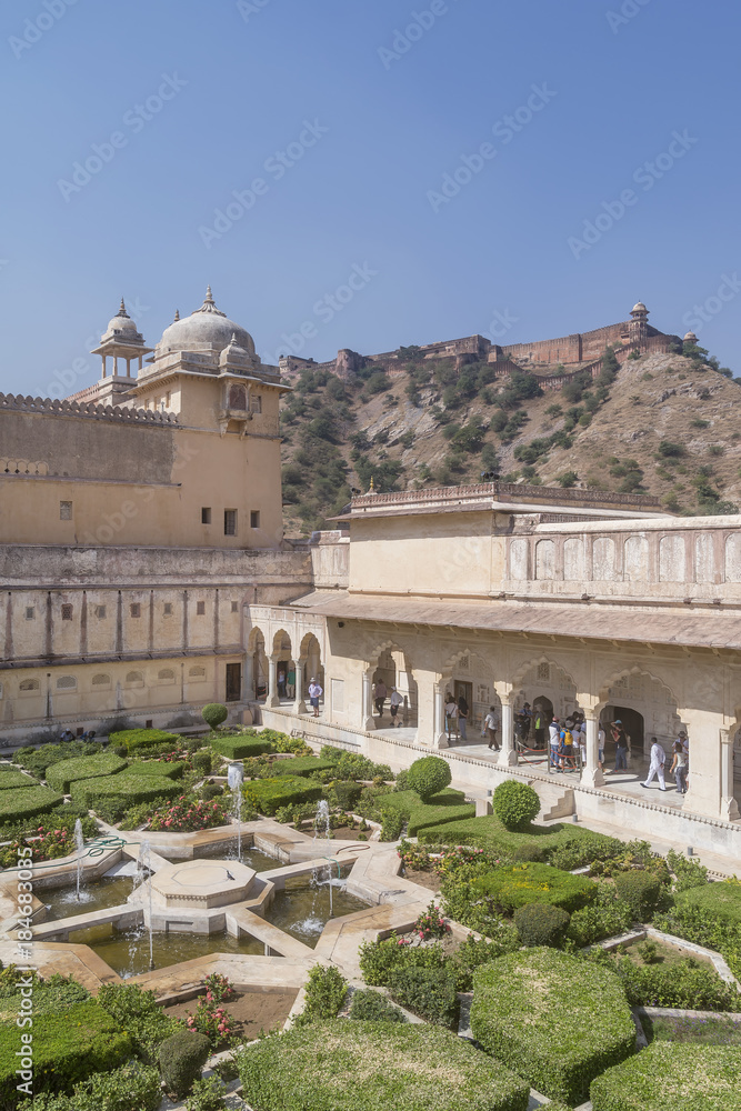 The Mughal Gardens in the Amber Fort, Amer, Jaipur, Rajasthan, India