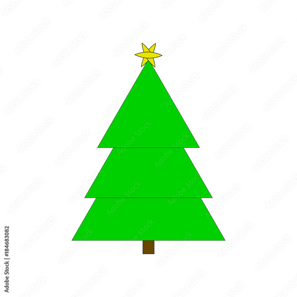 Christmas Tree Icon Symbol Design. Vector illustration of tree silhouette  isolated on white background. Simple shape style. Flat design. Can be use for decoration, gifts, greetings, holidays, etc.