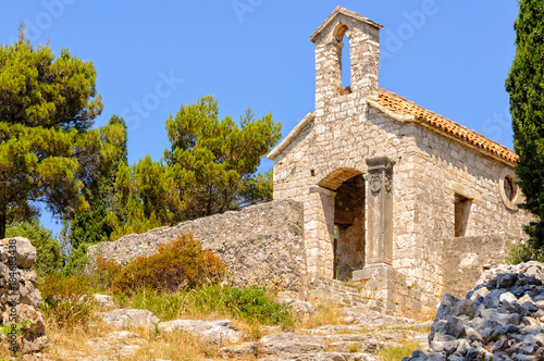 Small hilltop chapel above the old town - Hvar, Croatia