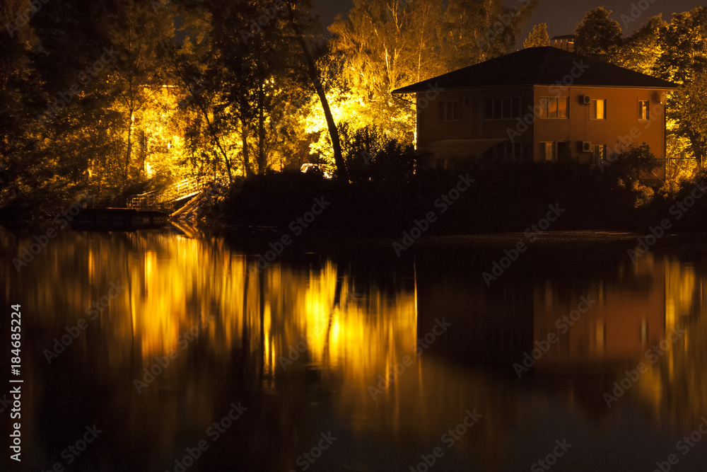 Lake house at the night