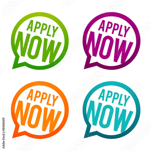 Apply now round Buttons. Circle Eps10 Vector.
