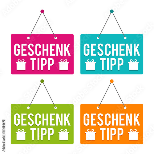 Geschenktipp Türschild. Eps10 Vektor.