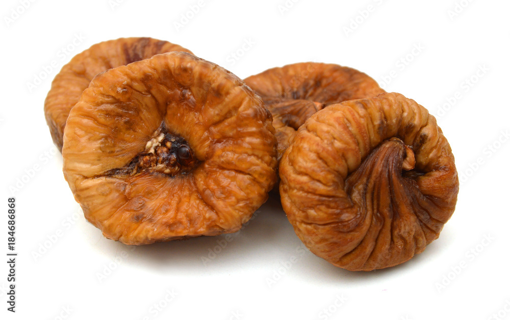 Dried figs on a white background