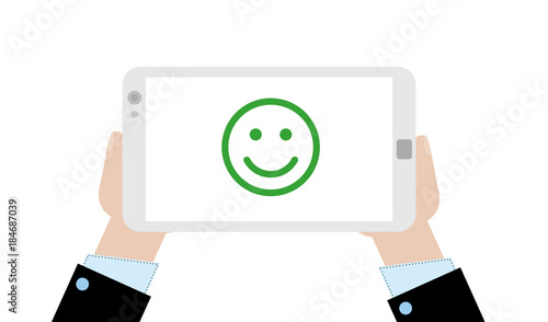 Geschäftsmann mit Tablet - Smiley