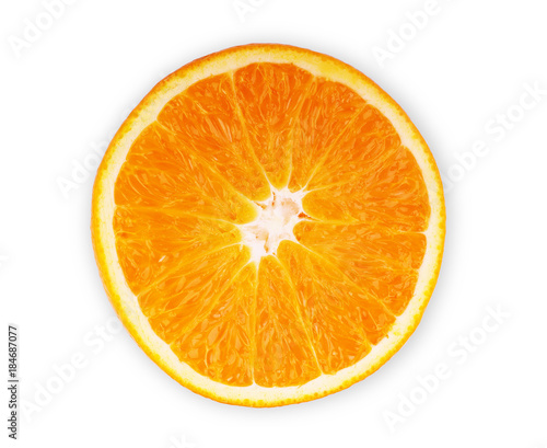 Slice of fresh orange isolated on white background