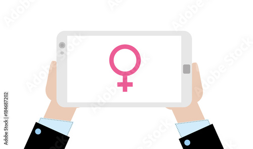 Geschäftsmann mit Tablet - Symbol Frau