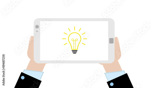 Geschäftsmann mit Tablet - Glühlampe