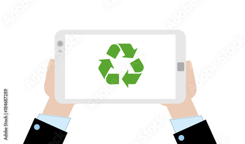 Geschäftsmann mit Tablet - Recycling