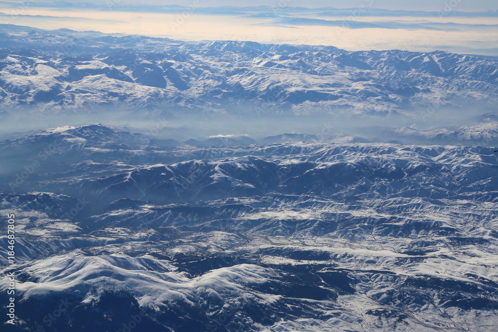 Aerial view over Pontic Mountains in Eastern Turkey