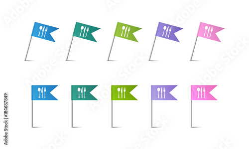 Set - Bunte Fähnchen - Gabel Messer Löffel