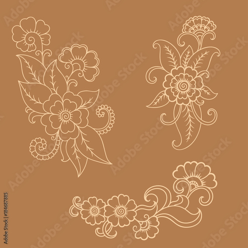 Wallpaper Mural Henna tattoo flower template in Indian style. Ethnic floral paisley - Lotus. Mehndi style. Ornamental pattern in the oriental style. Torontodigital.ca