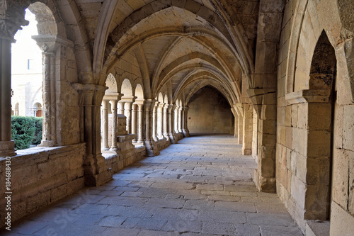 Cloister of the monastery of Vallbona de les Monges, Lleida province, Catalonia, Spain
