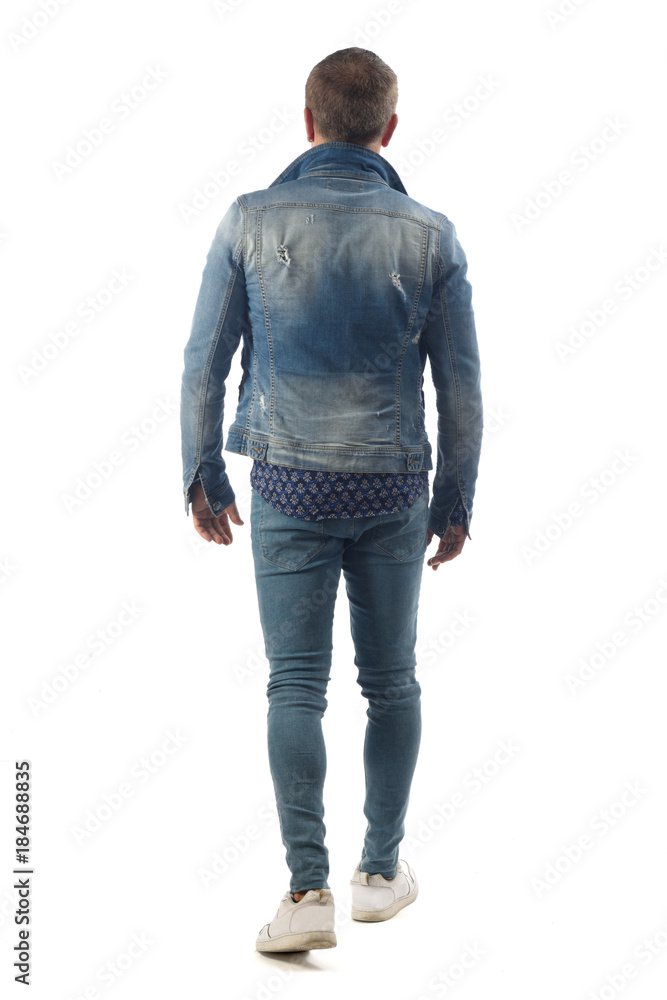man dressed with blue jeans isolated on white background man dressed with blue jeans isolated on white background