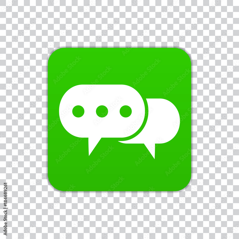 Speech bubble icon on a green square on a transparent background Speech bubble icon on a green square on a transparent background