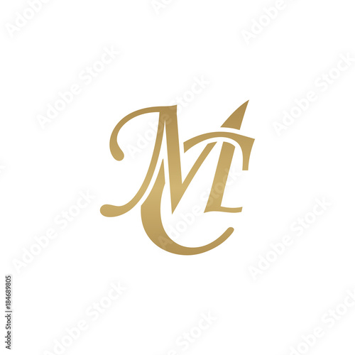 Initial letter MC  overlapping elegant monogram logo  luxury golden color
