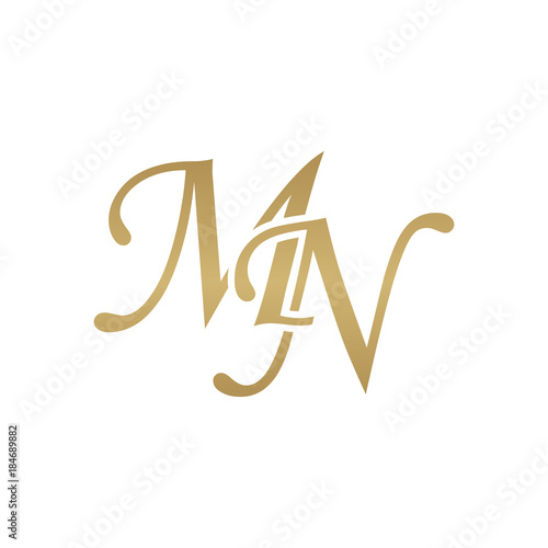 Initial letter MN, overlapping elegant monogram logo, luxury golden color