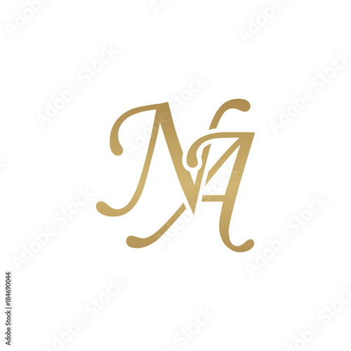 Initial letter NA, overlapping elegant monogram logo, luxury golden color