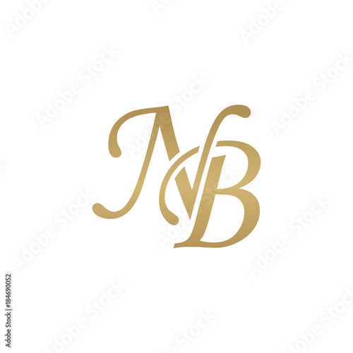 Initial letter NB  overlapping elegant monogram logo  luxury golden color