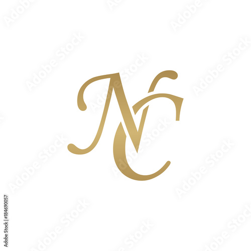 Photos Initial letter NC, overlapping elegant monogram logo, luxury golden color