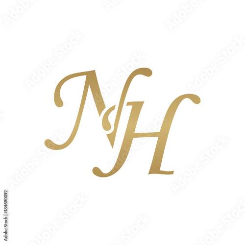 Initial letter NH, overlapping elegant monogram logo, luxury golden color