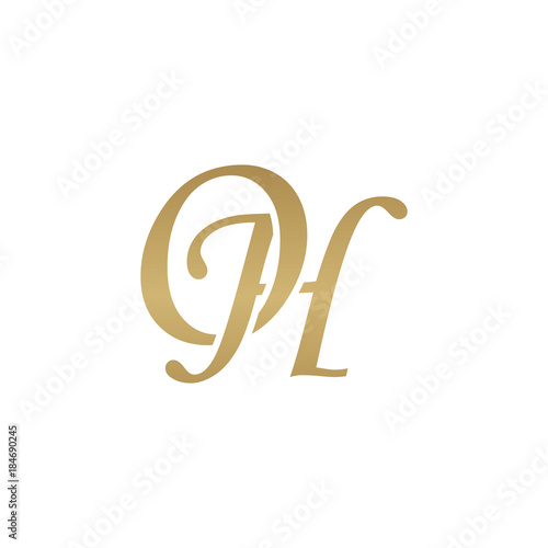 Initial letter OH, overlapping elegant monogram logo, luxury golden color