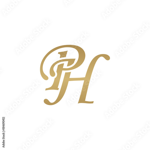 Initial letter PH, overlapping elegant monogram logo, luxury golden color