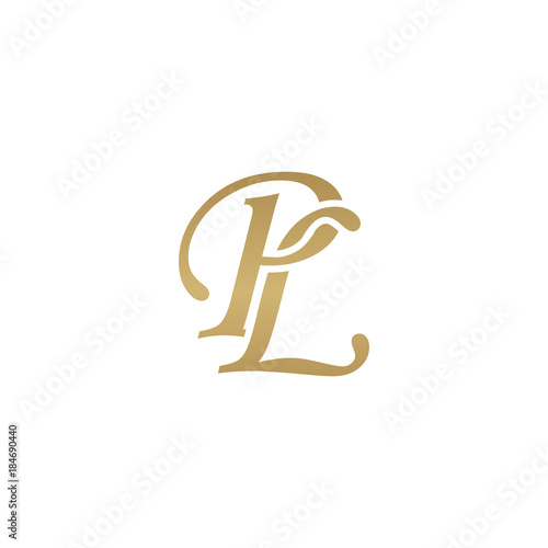 Initial letter PL, overlapping elegant monogram logo, luxury golden color