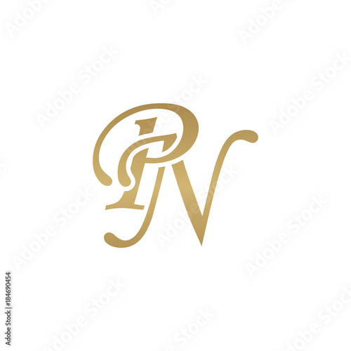 Φωτογραφία Initial letter PN, overlapping elegant monogram logo, luxury golden color