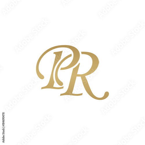 Initial letter PR, overlapping elegant monogram logo, luxury golden color