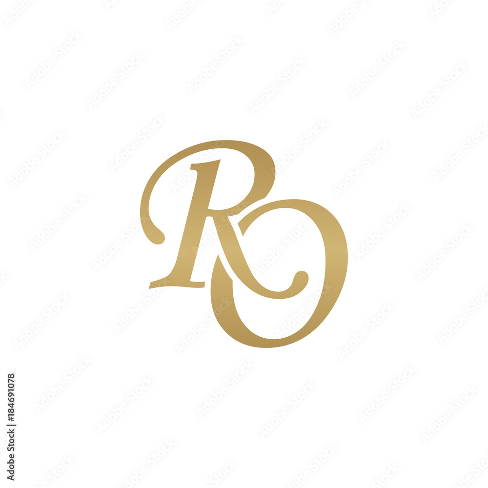 Initial letter RO, overlapping elegant monogram logo, luxury golden color Initial letter RO, overlapping elegant monogram logo, luxury golden color