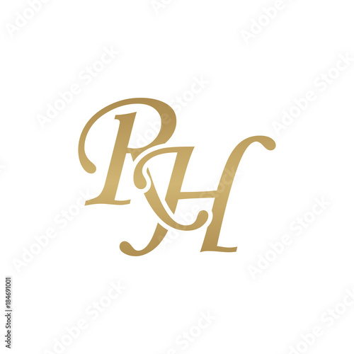 Initial letter RH, overlapping elegant monogram logo, luxury golden color
